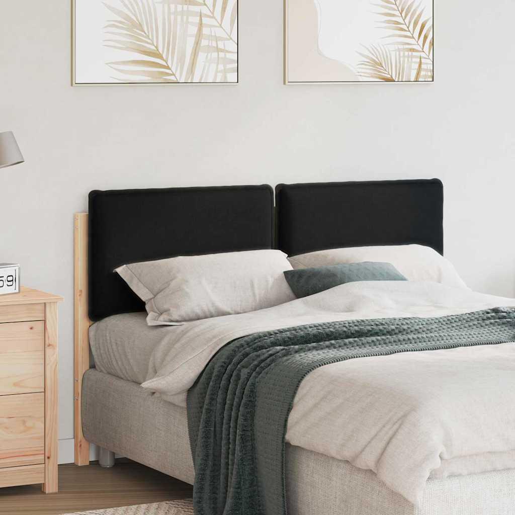 Polstret sengegavl Naturlig og sort 160 cm Massiv fyrretræ