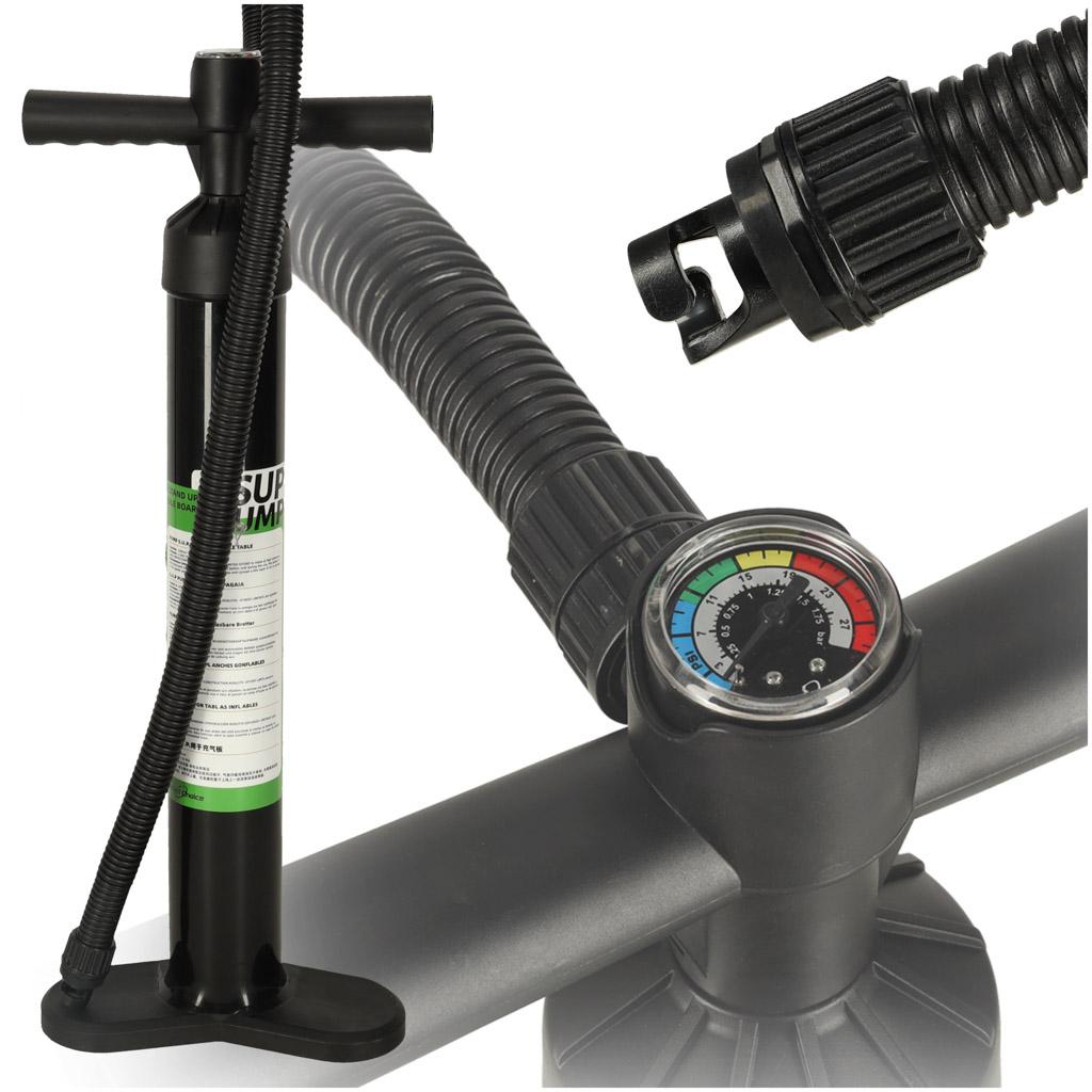 SUP pumpe med manometer håndpumpe til paddleboard, 27 PSI