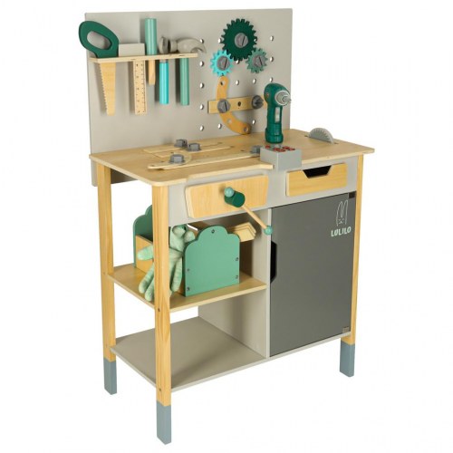 Legeværksted i træ LULILO Fikso – lille gør‑det‑selv sæt m. værktøj og lyde 86 cm
