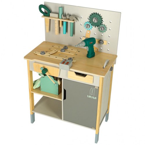 Legeværksted i træ LULILO Fikso – lille gør‑det‑selv sæt m. værktøj og lyde 86 cm