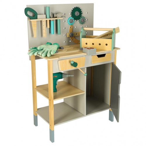 Legeværksted i træ LULILO Fikso – lille gør‑det‑selv sæt m. værktøj og lyde 86 cm