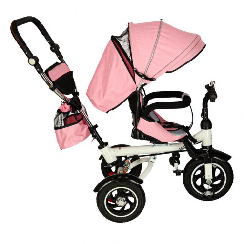 Trehjulet cykel 3-i-1 med styrebøjle og 360° drejesæde – pink