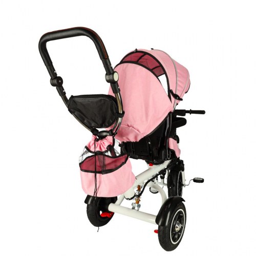 Trehjulet cykel 3-i-1 med styrebøjle og 360° drejesæde – pink