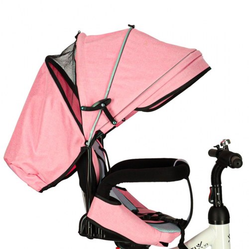 Trehjulet cykel 3-i-1 med styrebøjle og 360° drejesæde – pink