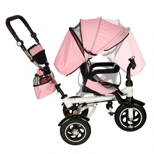 Trehjulet cykel 3-i-1 med styrebøjle og 360° drejesæde – pink