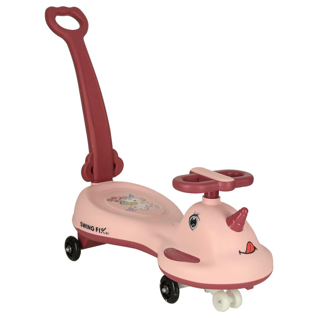 Gåbil med LED-hjul Swing FIX S1 - inkl. skubbehåndtag, pink, max 65 kg