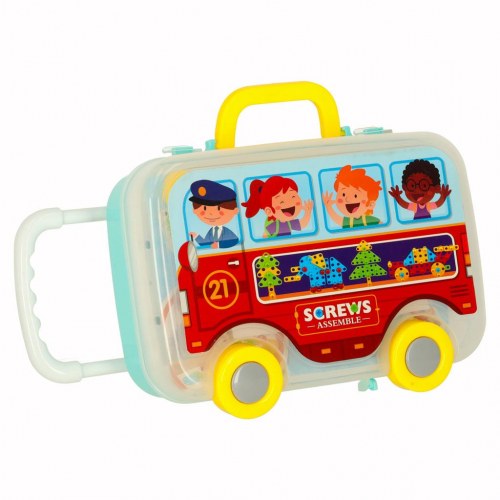 Byggelegetøj med skruer og boremaskine – 258 dele i kuffert