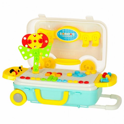 Byggelegetøj med skruer og boremaskine – 258 dele i kuffert