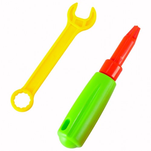 Byggelegetøj med skruer og boremaskine – 258 dele i kuffert