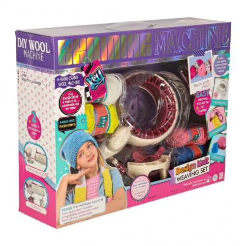 Strikkemaskine til børn – sæt med 5 garnfarver