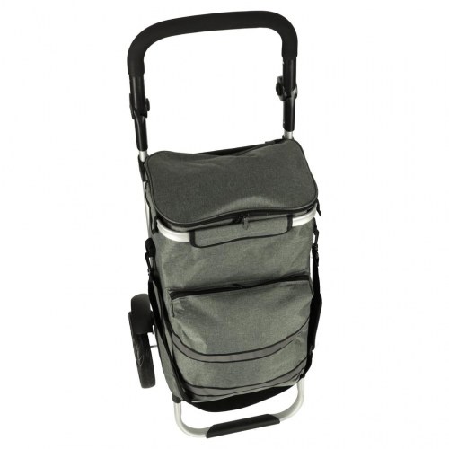 Indkøbsvogn på hjul med stel 100 cm – grå, 40 l