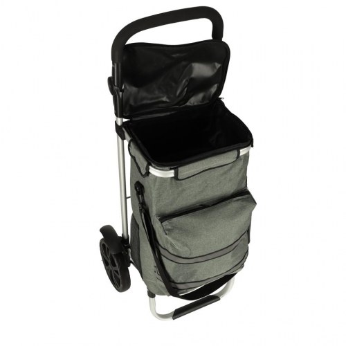 Indkøbsvogn på hjul med stel 100 cm – grå, 40 l