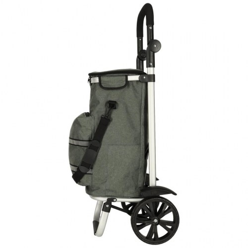 Indkøbsvogn på hjul med stel 100 cm – grå, 40 l