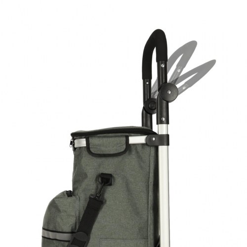 Indkøbsvogn på hjul med stel 100 cm – grå, 40 l