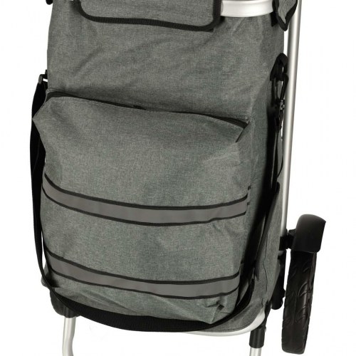 Indkøbsvogn på hjul med stel 100 cm – grå, 40 l