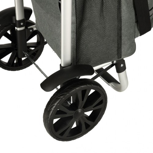 Indkøbsvogn på hjul med stel 100 cm – grå, 40 l