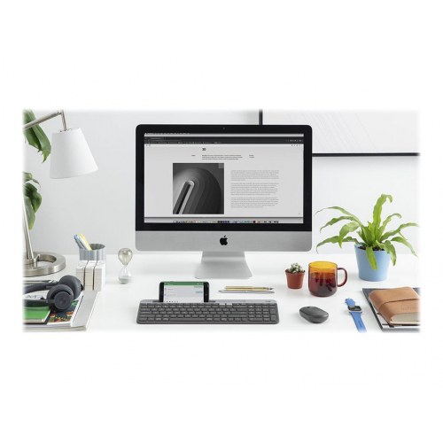 Tastatur trådløst - Logitech Slim Multi‑Device K580, Pan Nordic, grafit