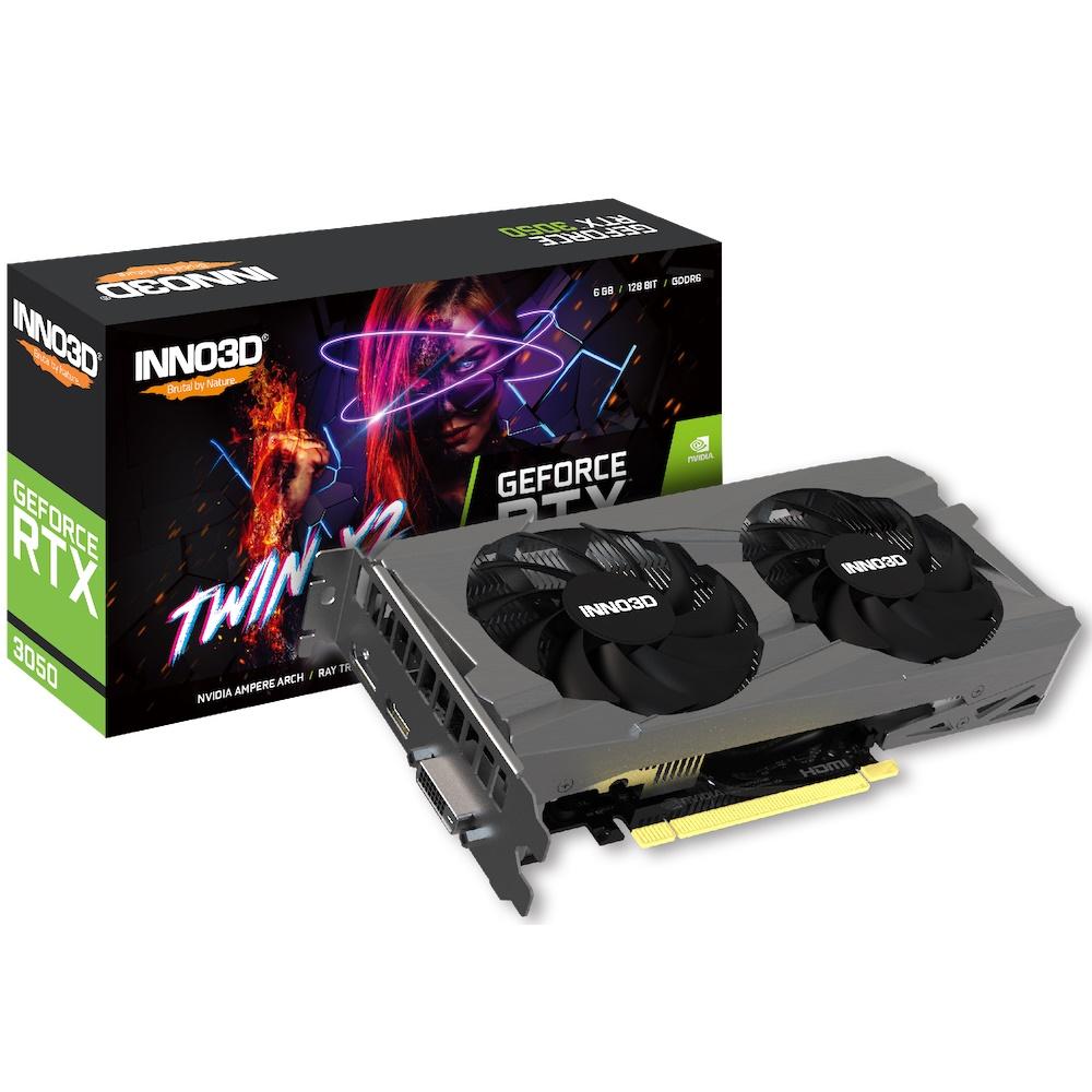 Inno3D Geforce RTX 3050 V2 Twin X2 6GB GDDR6 Grafikkort - GEEKD.dk