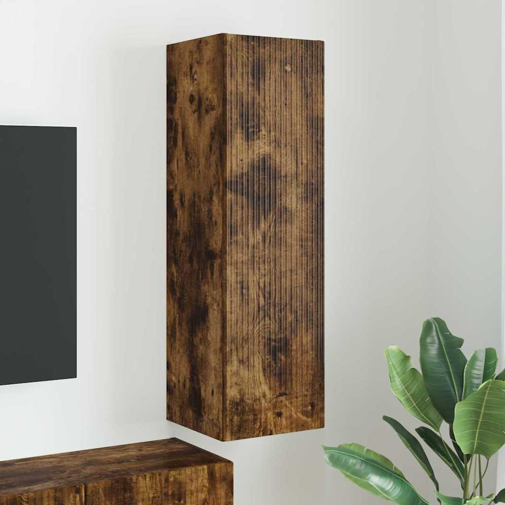 Tv Vægskab Vægmonteret Konstrueret Træ - Røget eg / 30 x 31 x 100 cm