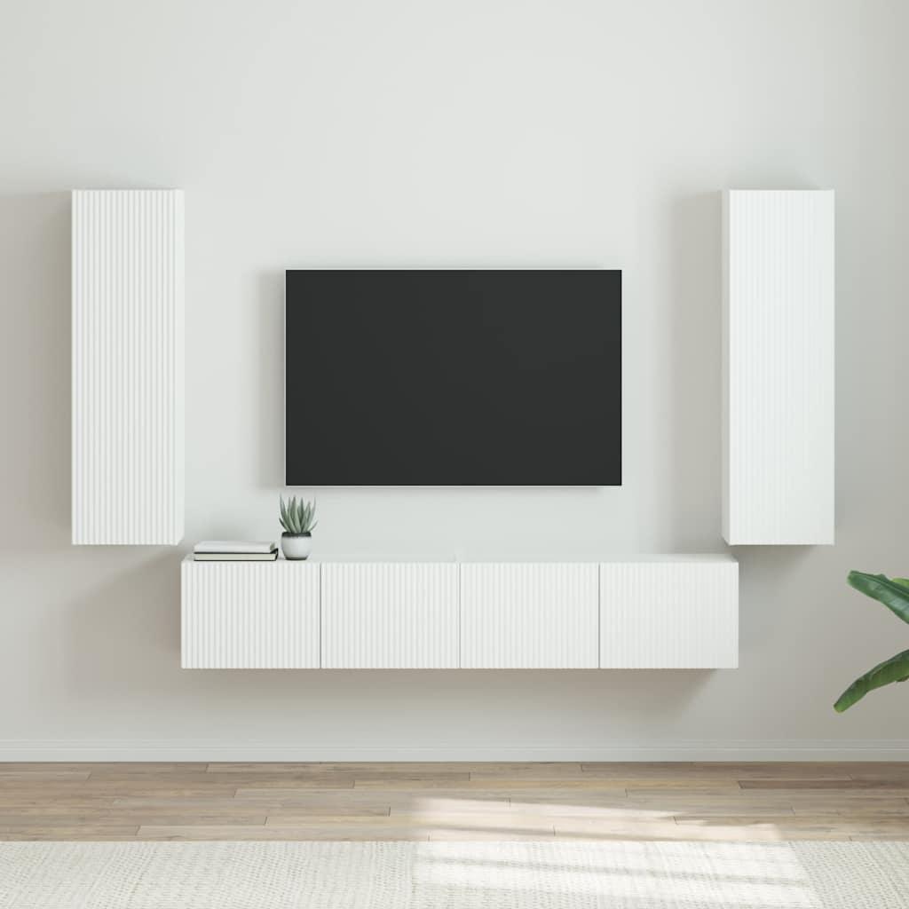 TV vægskab 2 stk Gloss Hvid 30 x 31 x 100 cm Konstrueret træ