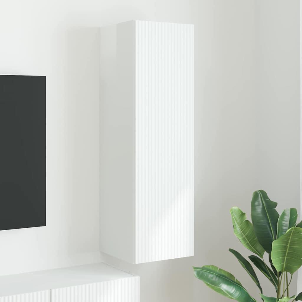 Tv Vægskab Vægmonteret Konstrueret Træ - Hvid højglans / 30 x 31 x 100 cm