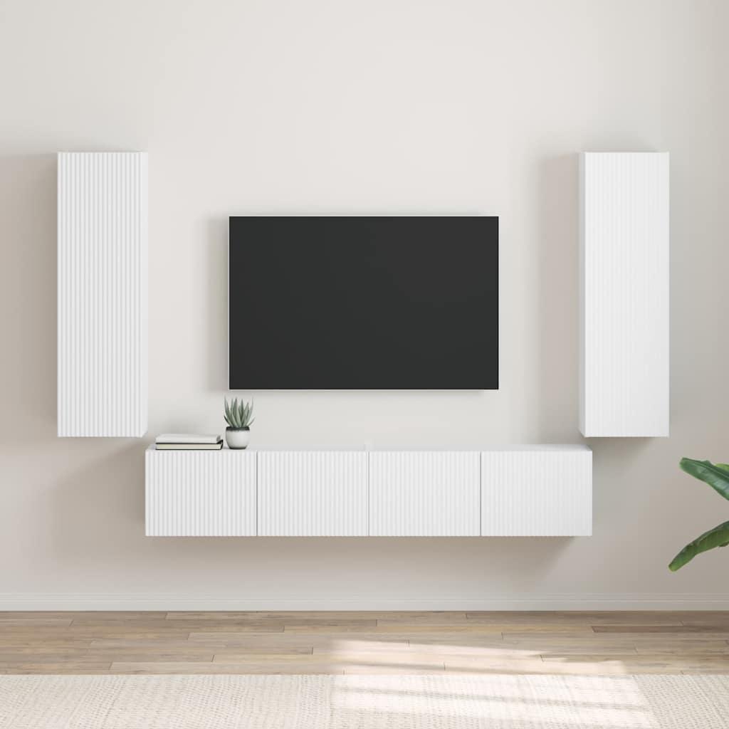 TV vægskab 2 stk Hvid 30 x 31 x 100 cm Konstrueret træ