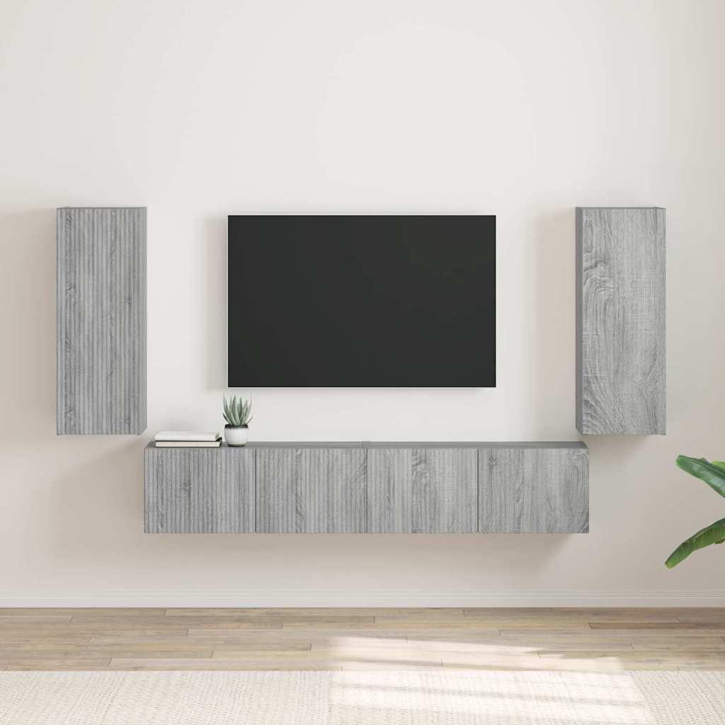 TV vægskab 2 stk Grå Sonoma 30 x 31 x 80 cm Konstrueret træ