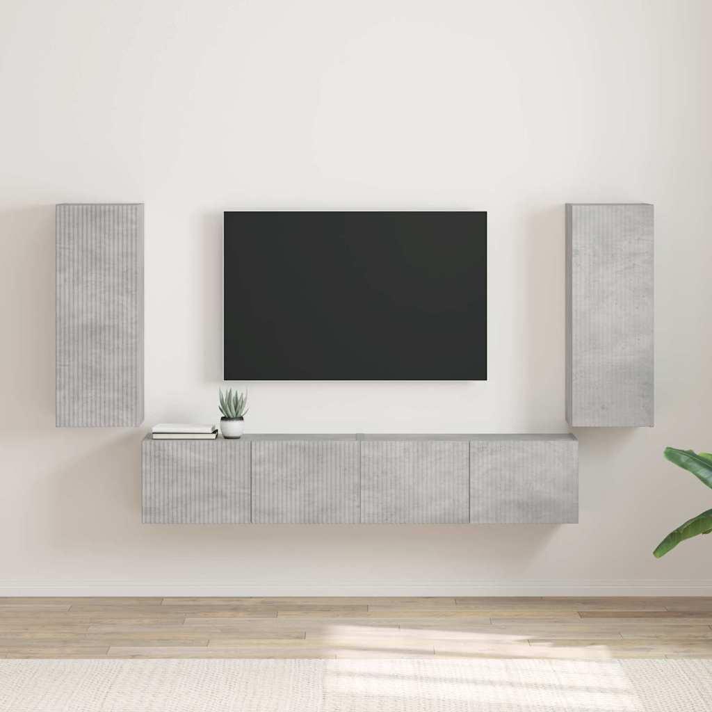 TV vægskab 2 stk Beton 30 x 31 x 80 cm Konstrueret træ