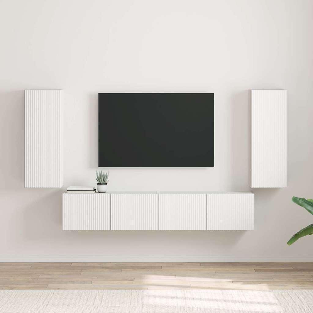 TV vægskab 2 stk Hvid 30 x 31 x 80 cm Konstrueret træ