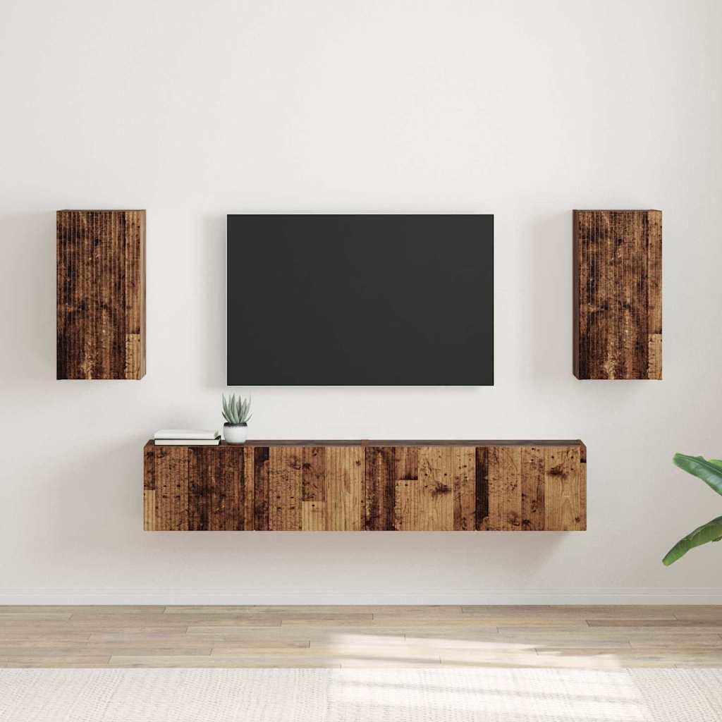 TV vægskab 2 stk Gammelt træ 30 x 31 x 60 cm Konstrueret træ