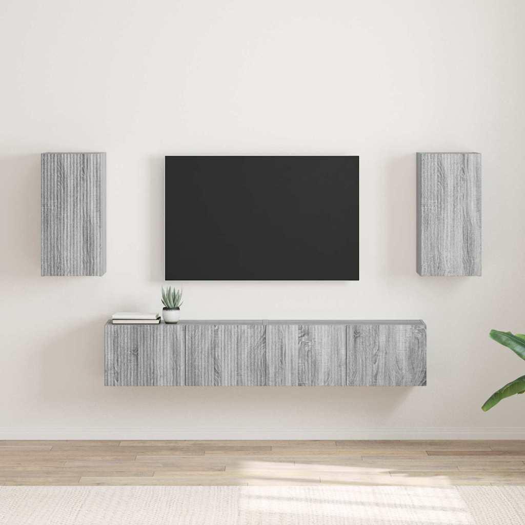 TV vægskab 2 stk Grå Sonoma 30 x 31 x 60 cm Konstrueret træ