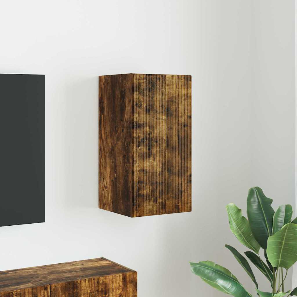 Tv Vægskab Vægmonteret Konstrueret Træ - Røget eg / 30 x 31 x 60 cm