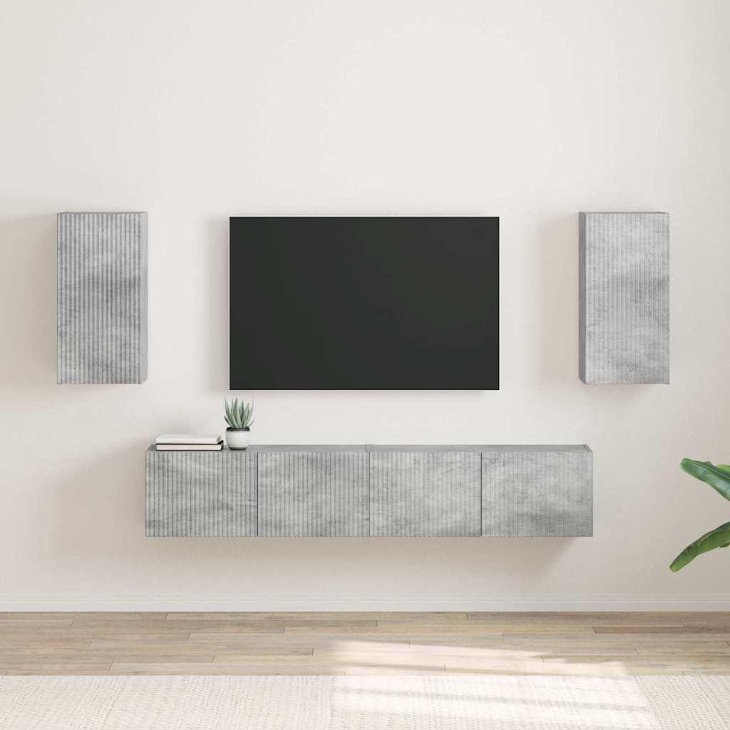 TV vægskab 2 stk Beton 30 x 31 x 60 cm Konstrueret træ