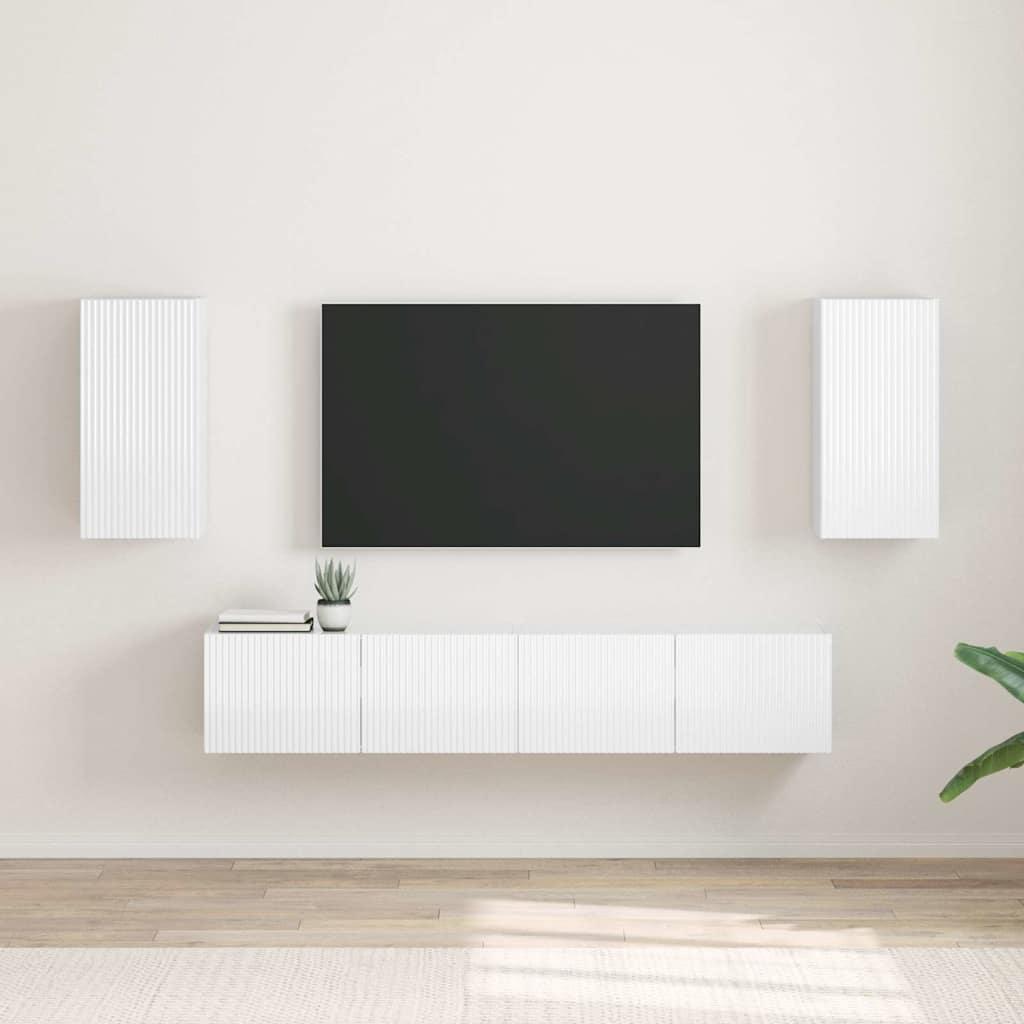 TV vægskab 2 stk Gloss Hvid 30 x 31 x 60 cm Konstrueret træ