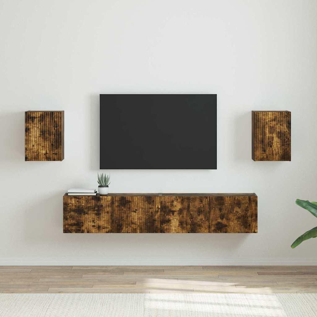 TV vægskab 2 stk Røget eg 30 x 31 x 40 cm Konstrueret træ
