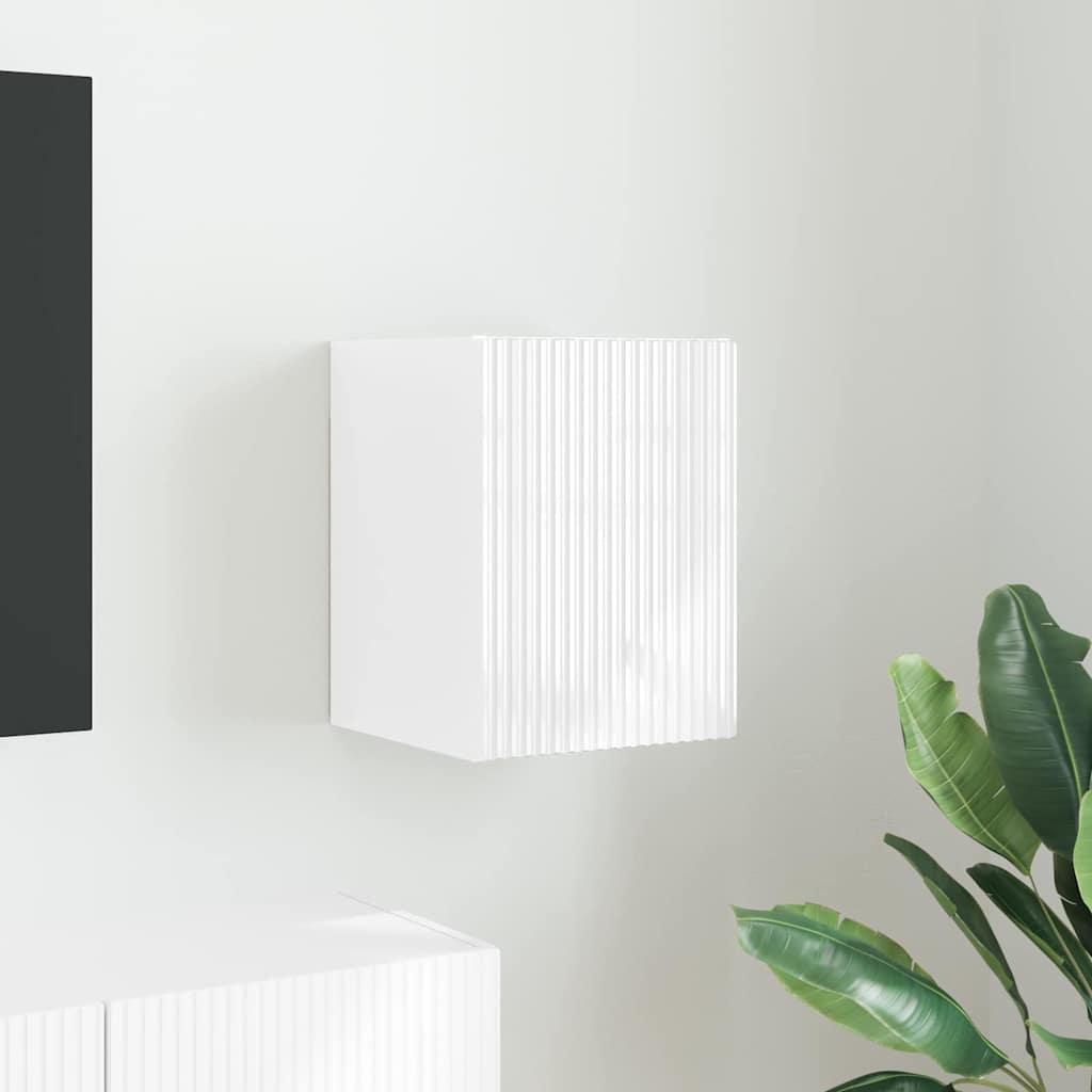 Tv Vægskab Vægmonteret Konstrueret Træ - Hvid højglans / 30 x 31 x 40 cm