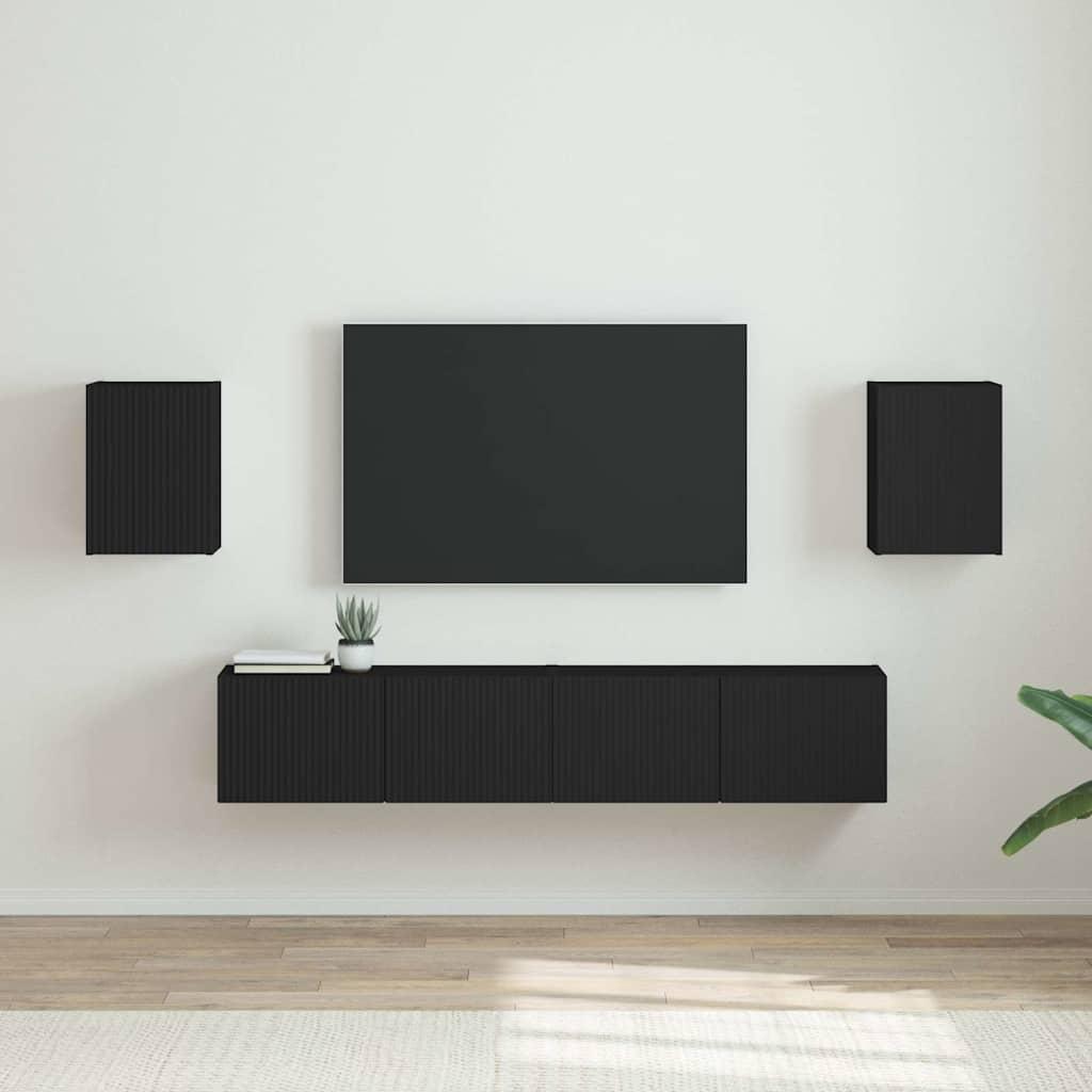 TV vægskab 2 stk Sort 30 x 31 x 40 cm Konstrueret træ