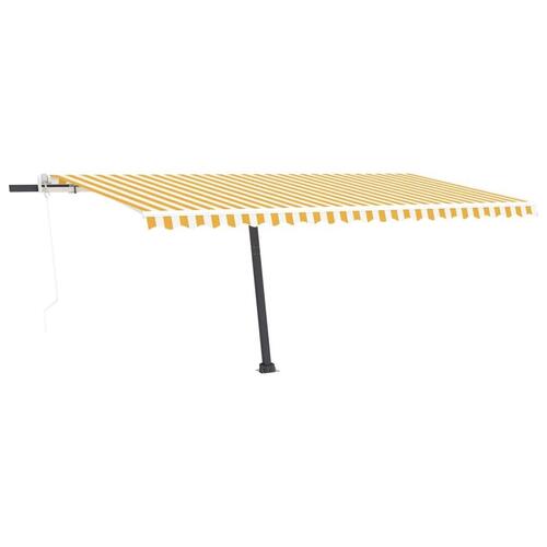 Fritstående markise 500x300 cm automatisk betjening gul/hvid