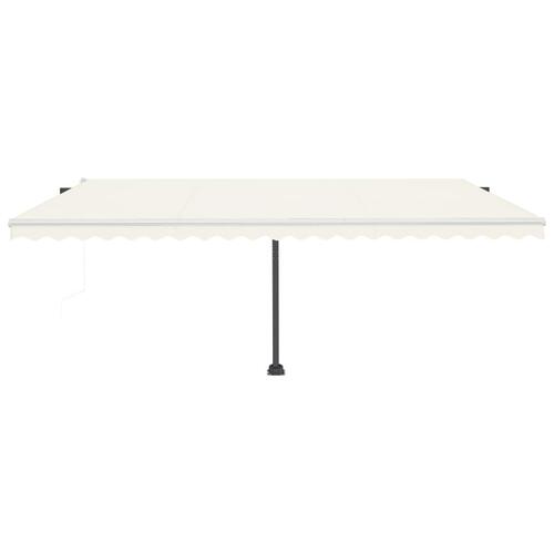 Markise m. LED + vindsensor 500x300 cm automatisk cremefarvet