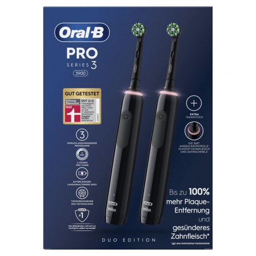 Oral-B Pro 3 3900 elektrisk tandbørste - Sort Duo (2 enheder)
