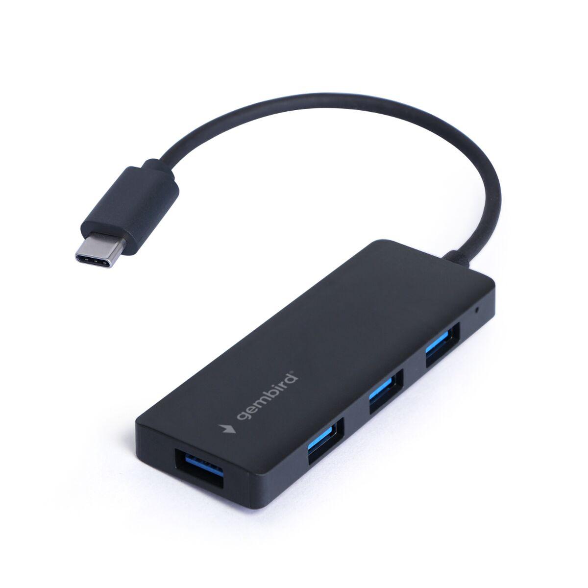 USB-C hub GEMBIRD 4x USB-A 3.2 Gen 1 (sort)