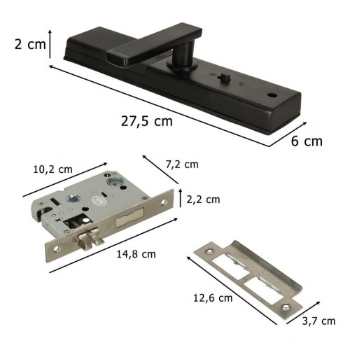 Smart dørlås med fingeraftryk, kode og kort – sort