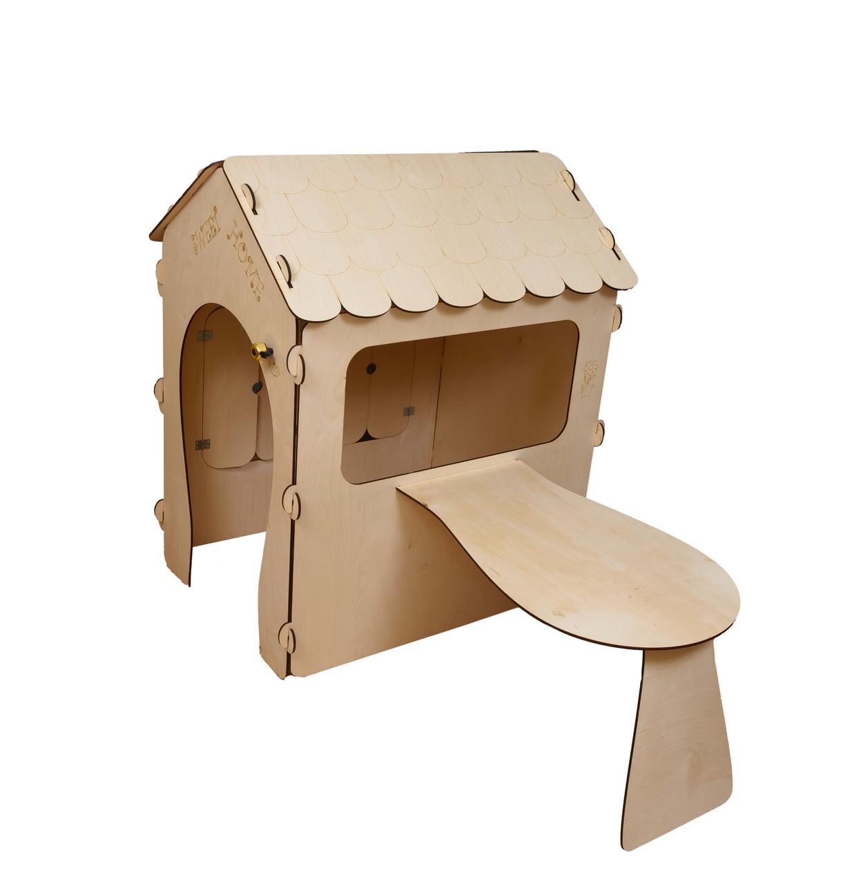Legehus i træ til børn med tavle og bord - Active House “Sweet Home”