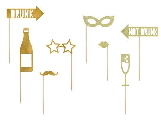 Fotoboks rekvisitter – Let's Celebrate guld, 8 dele