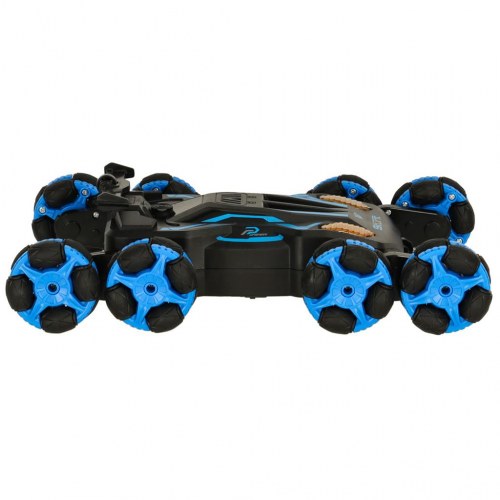 Fjernstyret bil 8 hjul med lys, lyd og håndstyring (sort/blå)