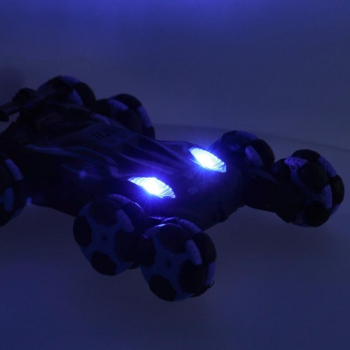 Fjernstyret bil 8 hjul med lys, lyd og håndstyring (sort/blå)