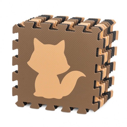 Legemåtte puslespil i skum – 9 dele, beige/brun/sort, 85 × 85 × 1 cm