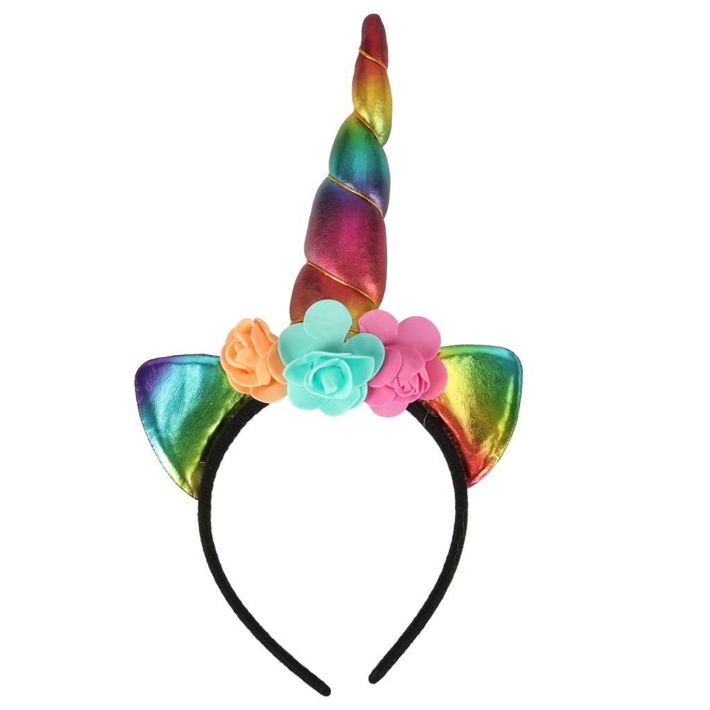 Børnekostume enhjørning - nederdel, vinger og pandebånd, multicolor