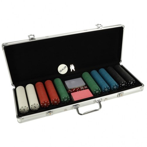 Poker sæt i kuffert – 500 jetoner, 2 kortspil