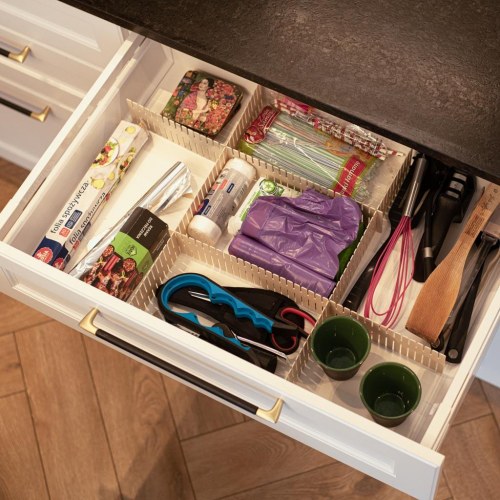 Skuffeinddeler organiser – 4 stk., plast, 47 × 7 cm